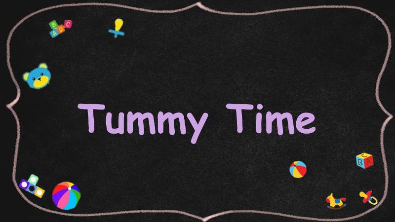 A black chalkboard image with a pink border around the inside. Inside the border are some images of baby items such as pacifiers, blocks, balls and rocking horses. In the middle of all of that are the words